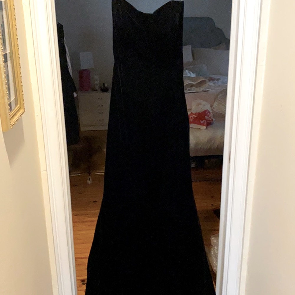 Black velvet strapless gown-timeless—Sherri Hill